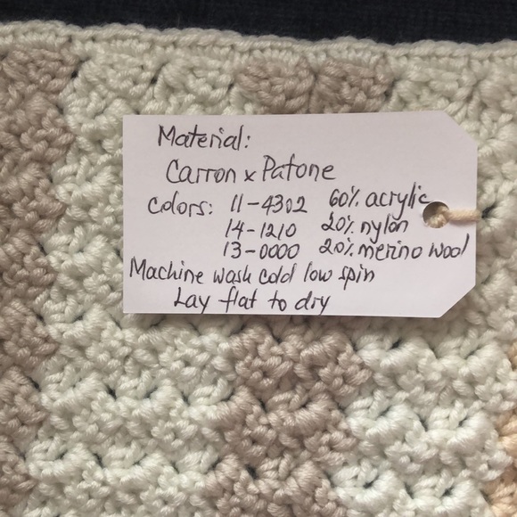 NEW handmade crochet blanket/afghan “LATTICE” cream/beige neutral colors 45”x59” - Picture 5 of 6